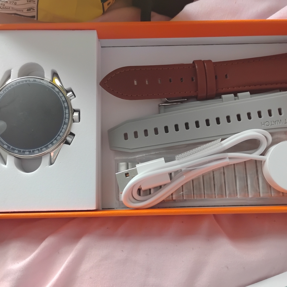 Smartwatch with Brown and Gray Straps